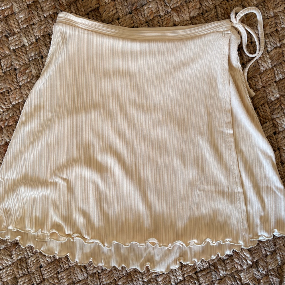 Fashion Union Cream textured Wrap Skirt
